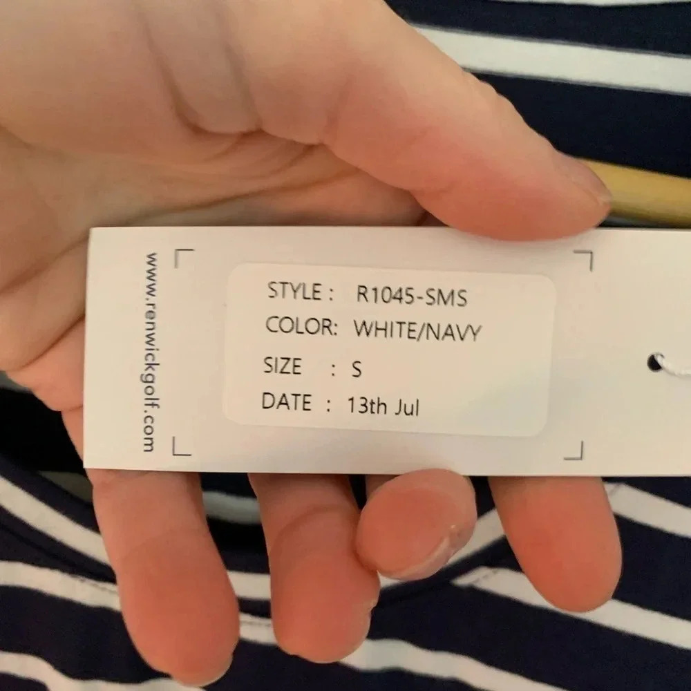 NWT Renwick Golf Navy White Striped Long Sleeve Top Women’s Size Small - Picture 4 of 6